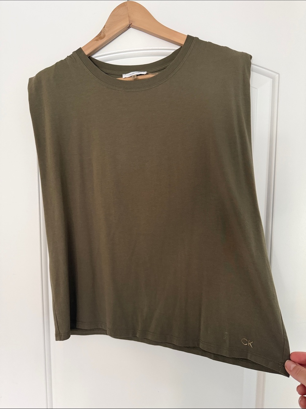 Calvin Klein Olive Sleeveless Muscle Tee